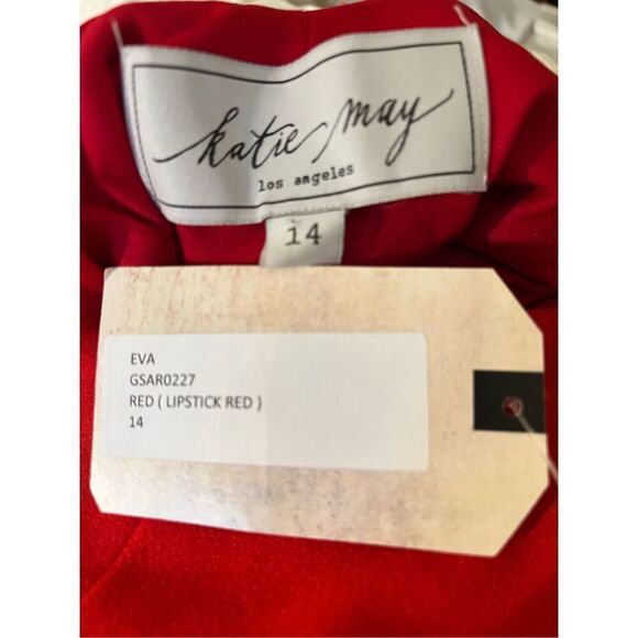 Katie May Red Lipstick Sleeves Cutout Body-con Romantic Sexy midi Dress Sz 14 NW - Picture 4 of 6